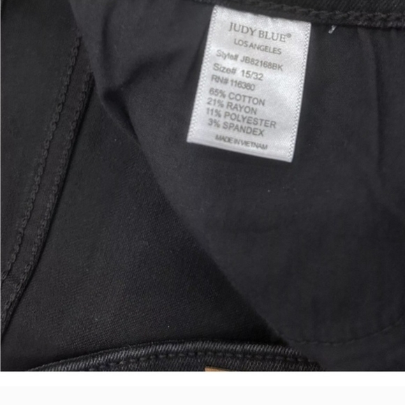 Judy Blue Skinny Fit Jeans - Black Distressed Raw Hem & Print - High Rise 15/32 - Picture 8 of 8